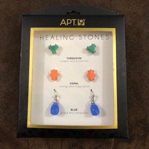 Apt 9 healing stones earrings trio